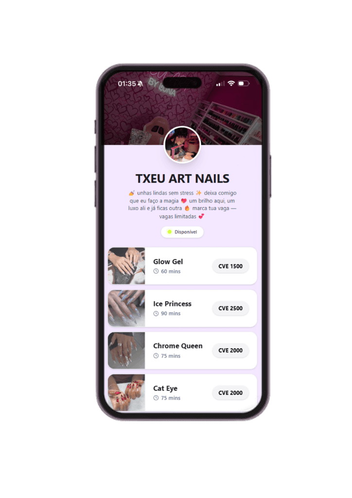 Página de perfil público do Nyra Services